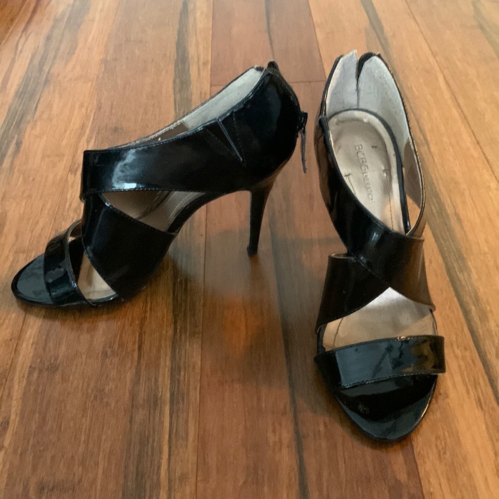 BCBG Black patent leather heels